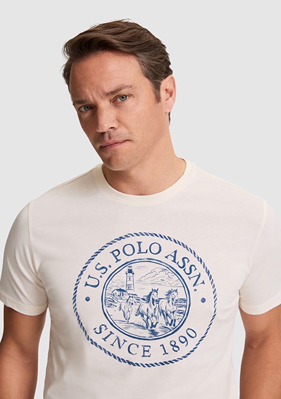 US POLO ASSN - Erkek Beyaz Regular T-Shirt