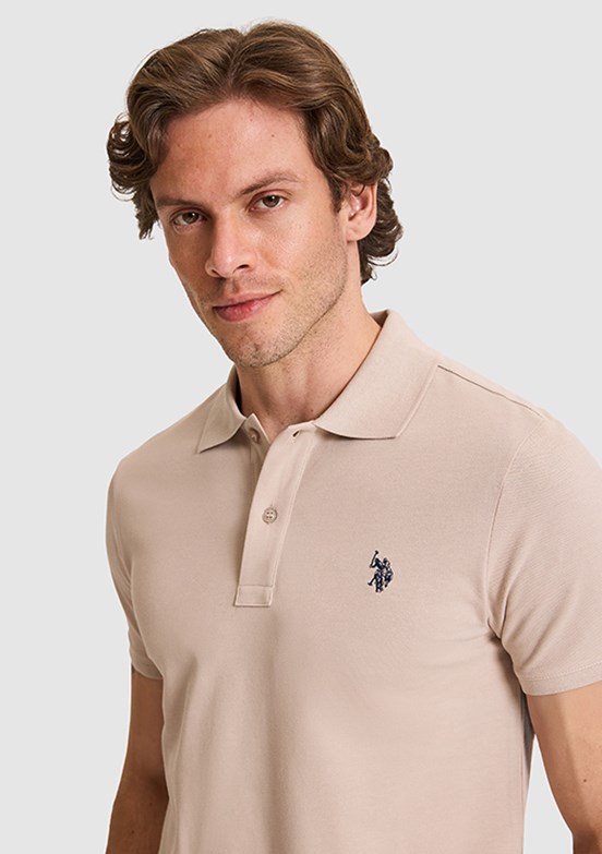 US POLO ASSN - Erkek Bej Basic T-Shirt