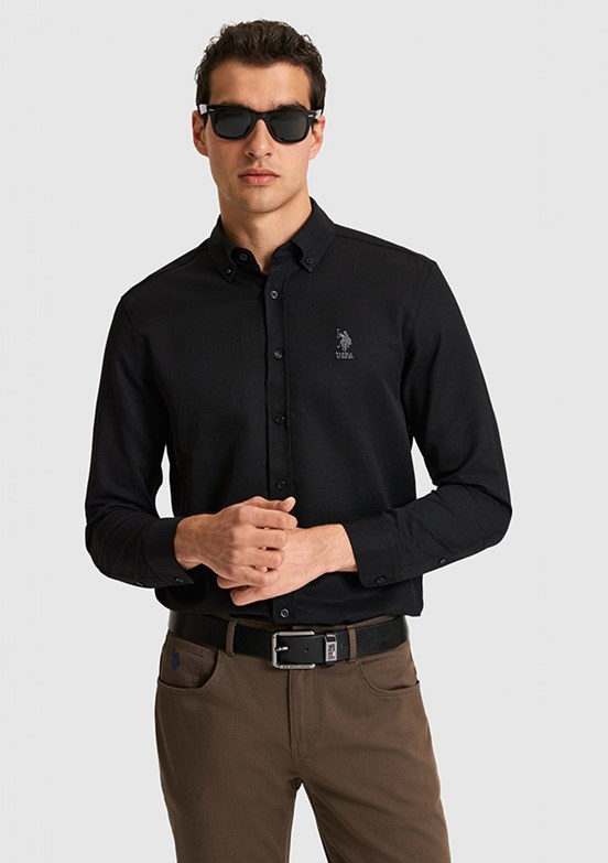 US POLO ASSN - Erkek Siyah Uzun Kol Gömlek