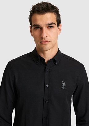 US POLO ASSN - Erkek Siyah Uzun Kol Gömlek