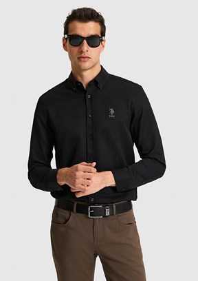 US POLO ASSN - Erkek Siyah Uzun Kol Gömlek