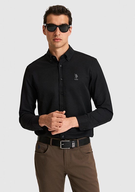 US POLO ASSN - Erkek Siyah Uzun Kol Gömlek