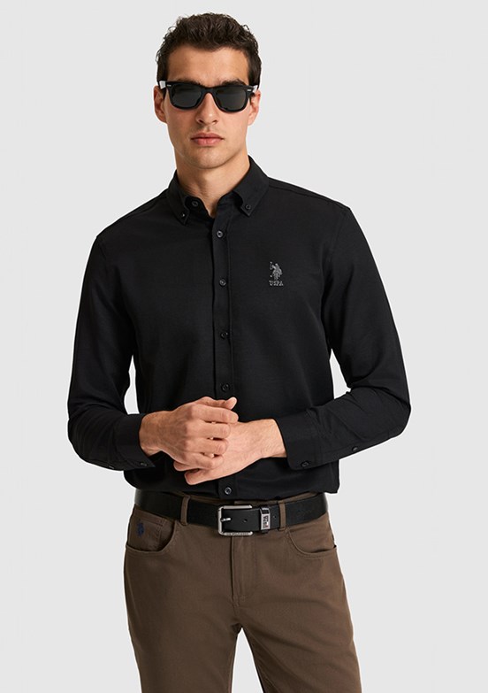 US POLO ASSN - Erkek Siyah Uzun Kol Gömlek