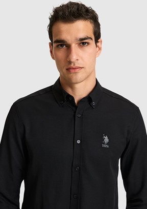 US POLO ASSN - Erkek Siyah Uzun Kol Gömlek