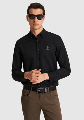 US POLO ASSN - Erkek Siyah Uzun Kol Gömlek