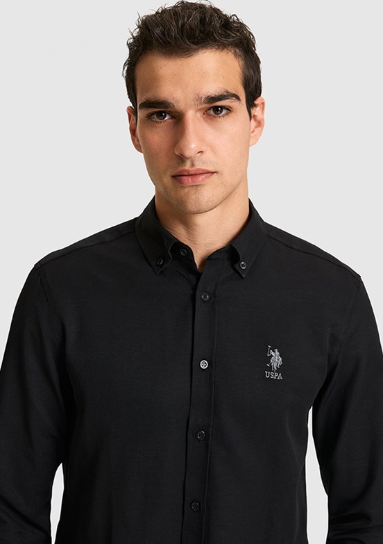 US POLO ASSN - Erkek Siyah Uzun Kol Gömlek