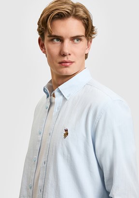 US POLO ASSN - Erkek Mavi Uzun Kol Gömlek