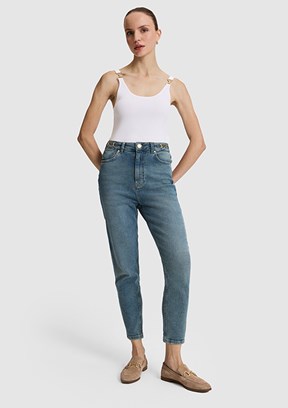 PİERRE CARDİN Kadın Mavi Mom Jean Pantolon
