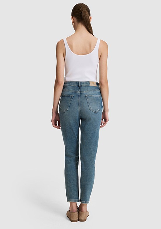 PİERRE CARDİN Kadın Mavi Mom Jean Pantolon