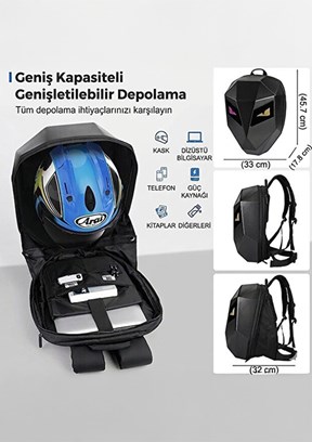 NASA U.S - Unisex Yetişkin Sıyah Led Gözlü Sırt Çantası