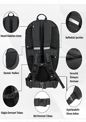 NASA U.S - Unisex Yetişkin Sıyah Led Gözlü Sırt Çantası