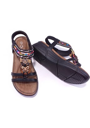 GUJA - 25Y154-2 Kadın Siyah Taşlı Sandalet