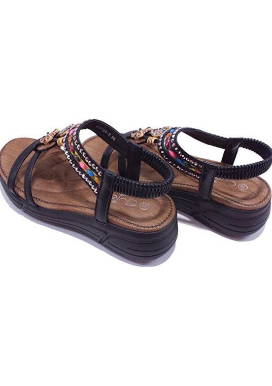 GUJA - 25Y154-2 Kadın Siyah Taşlı Sandalet