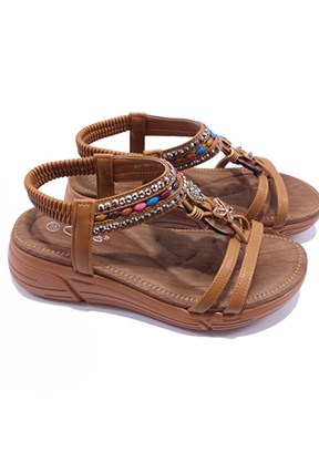 GUJA - 25Y154-2 Kadın Camel Taşlı Sandalet