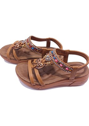 GUJA - 25Y154-2 Kadın Camel Taşlı Sandalet