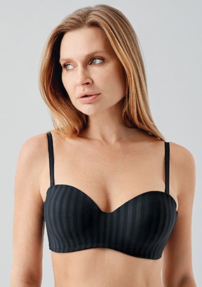 NEW BRA - 3370460000 Kadın Siyah Desteksiz B Cup Sütyen
