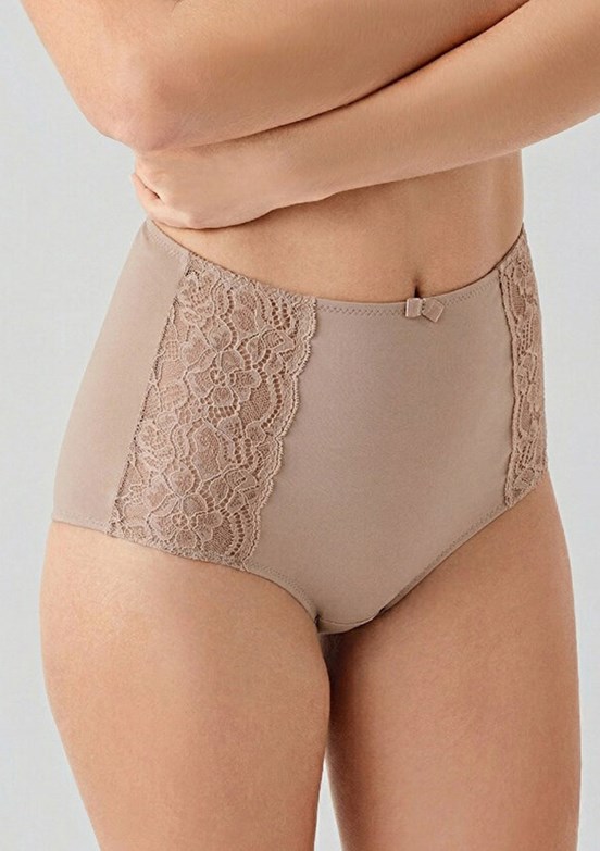 NEW BRA - 3693050000 Kadın Kahverengi Lazer Kesim Toparlayıcı Yüksek Bel Külot