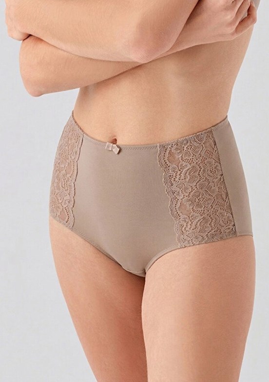 NEW BRA - 3693050000 Kadın Kahverengi Lazer Kesim Toparlayıcı Yüksek Bel Külot
