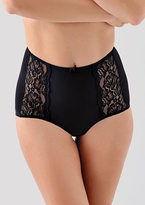 NEW BRA - 3693050000 Kadın Siyah Lazer Kesim Toparlayıcı Yüksek Bel Külot