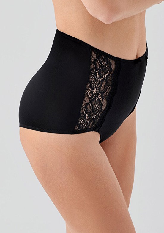 NEW BRA - 3693050000 Kadın Siyah Lazer Kesim Toparlayıcı Yüksek Bel Külot