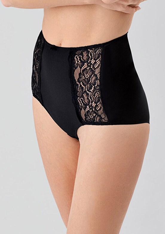 NEW BRA - 3693050000 Kadın Siyah Lazer Kesim Toparlayıcı Yüksek Bel Külot