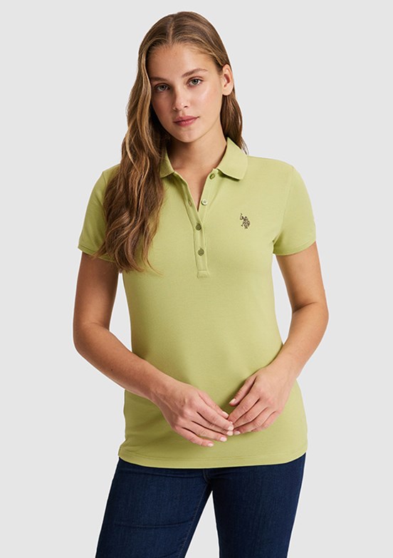 US POLO ASSN - Kadın Yeşil Çağla Basic T-Shirt