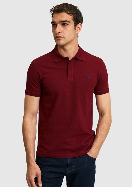 US POLO ASSN - Erkek Bordo Slim T-Shirt