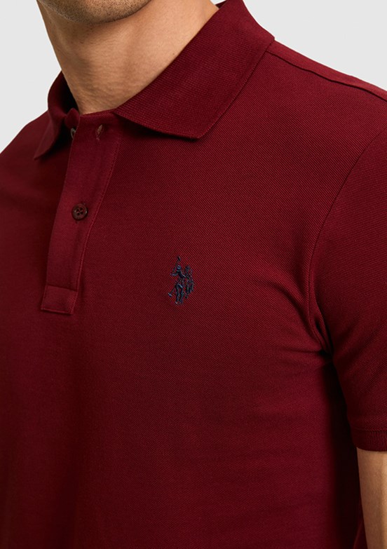 US POLO ASSN - Erkek Bordo Slim T-Shirt