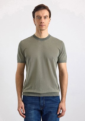 SÜVARİ - STR2013700004 Erkek Yeşil Triko T-Shirt