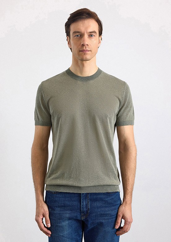 SÜVARİ - STR2013700004 Erkek Yeşil Triko T-Shirt