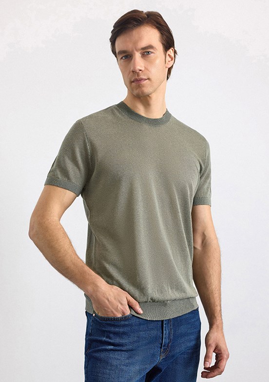 SÜVARİ - STR2013700004 Erkek Yeşil Triko T-Shirt
