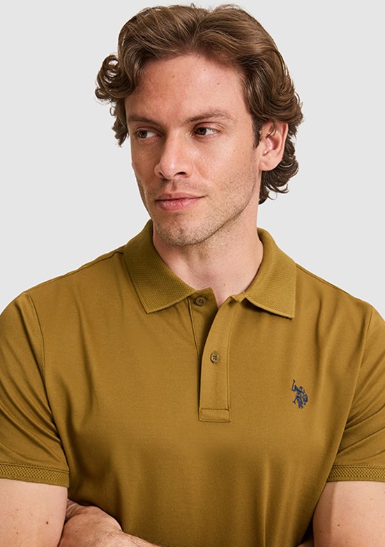 US POLO ASSN - Erkek Yağ Yeşili Polo Yaka T-Shirt