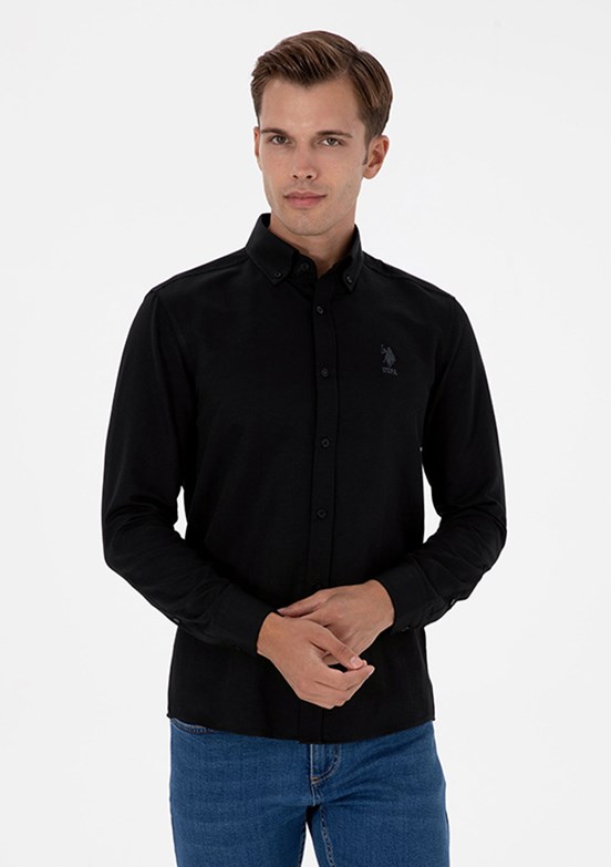 US POLO ASSN - Erkek Siyah Uzun Kol Gömlek