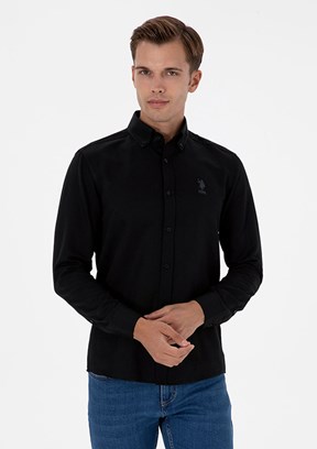 US POLO ASSN - Erkek Siyah Uzun Kol Gömlek