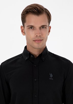 US POLO ASSN - Erkek Siyah Uzun Kol Gömlek