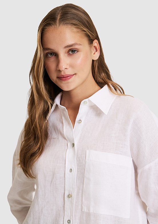 US POLO ASSN - Kadın Beyaz Uzun Kol Gömlek
