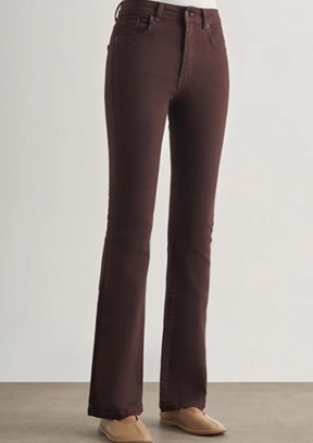 MİZALLE - M1MZ1010130175 Kadın Kahverengi Skinny Fit Flare Paça Jean Pantolon