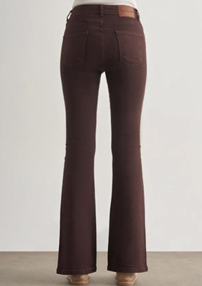 MİZALLE - M1MZ1010130175 Kadın Kahverengi Skinny Fit Flare Paça Jean Pantolon
