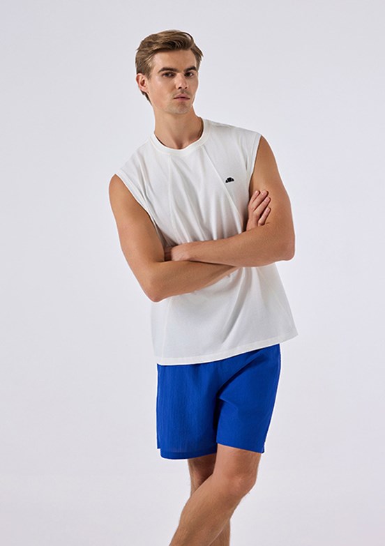 ELLESSE - 6SM5041 Erkek Beyaz Sıfır Kol T-Shirt