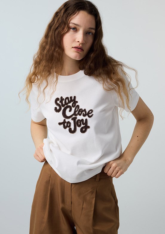 İPEKYOL - IS1260070235 Kadın Beyaz Baskılı T-Shirt