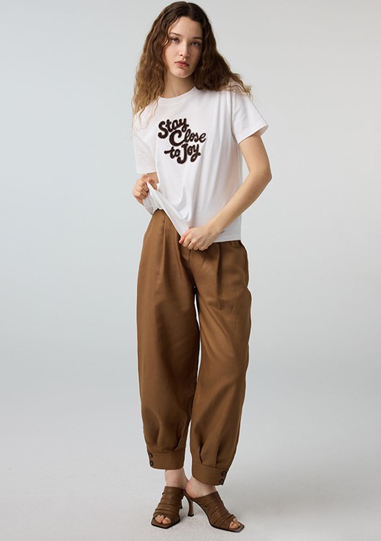 İPEKYOL - IS1260070235 Kadın Beyaz Baskılı T-Shirt