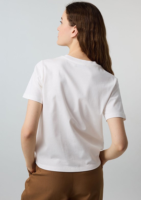 İPEKYOL - IS1260070235 Kadın Beyaz Baskılı T-Shirt