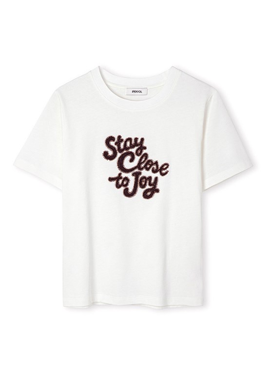 İPEKYOL - IS1260070235 Kadın Beyaz Baskılı T-Shirt