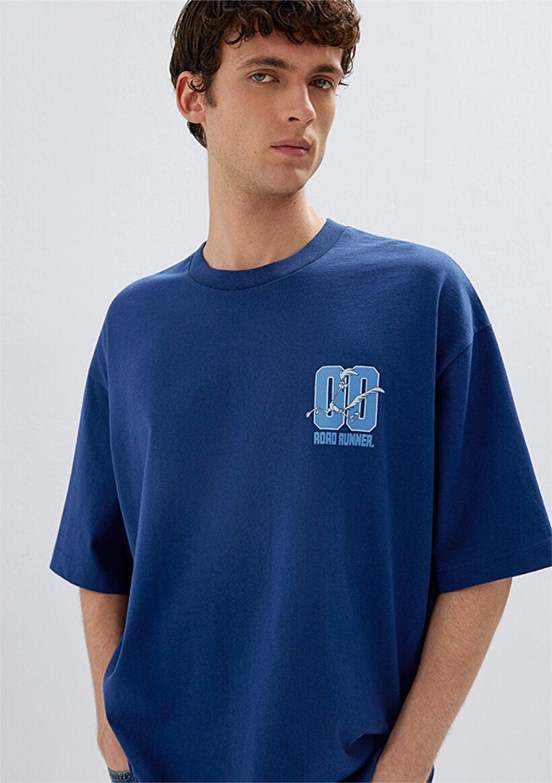 MAVİ - M0613200-70758 Erkek Lacivert Baskılı T-Shirt