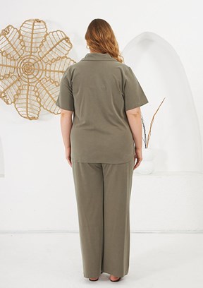 RMG - O6724 Kadın Haki Pantolon Takım