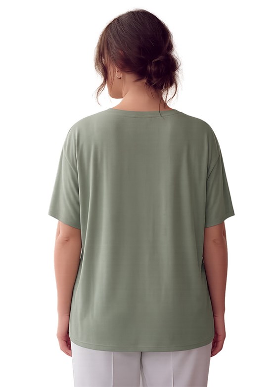 RMG - O6835 Kadın Çağla Yeşili Basic Bluz