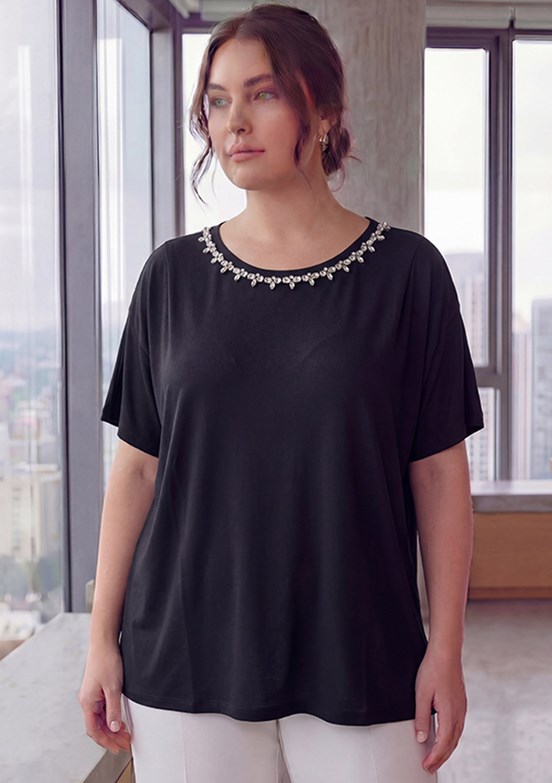 RMG - O6835 Kadın Siyah Basic Bluz