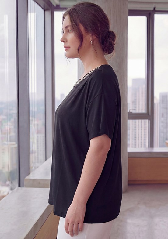RMG - O6835 Kadın Siyah Basic Bluz