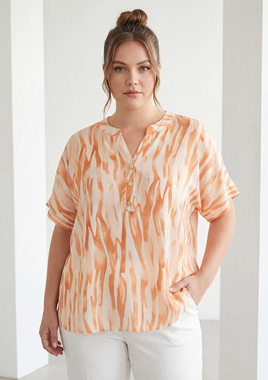 RMG - O6894 Kadın Kiremit Basic Bluz