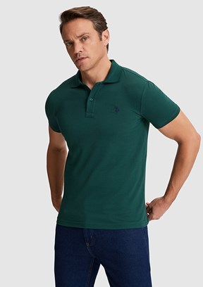 US POLO ASSN - Erkek Yeşil Polo Yaka T-Shirt